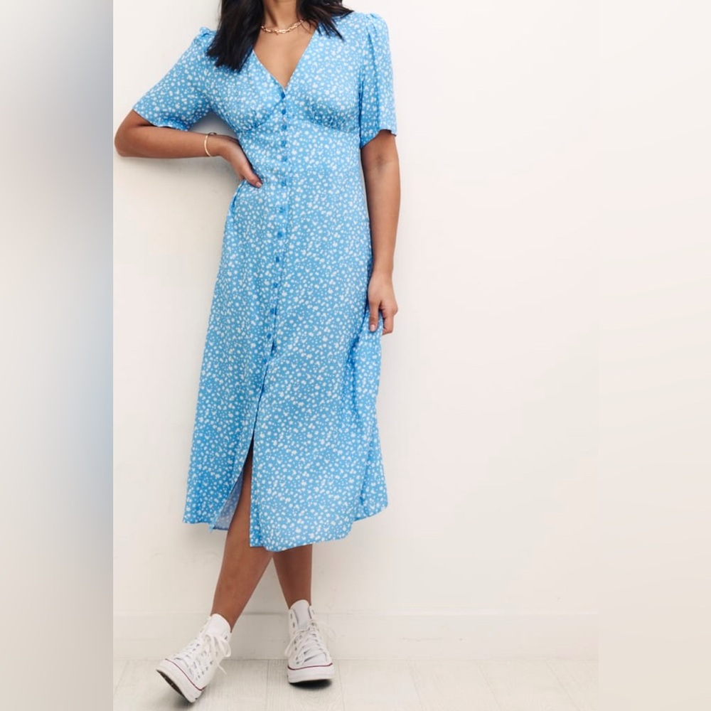 Nobody’s Child Alexa Dress - Blue Ditsy Print - UK18/US14